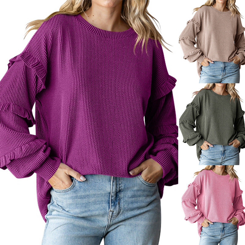 Dame sweater med flæseærmer Stilla