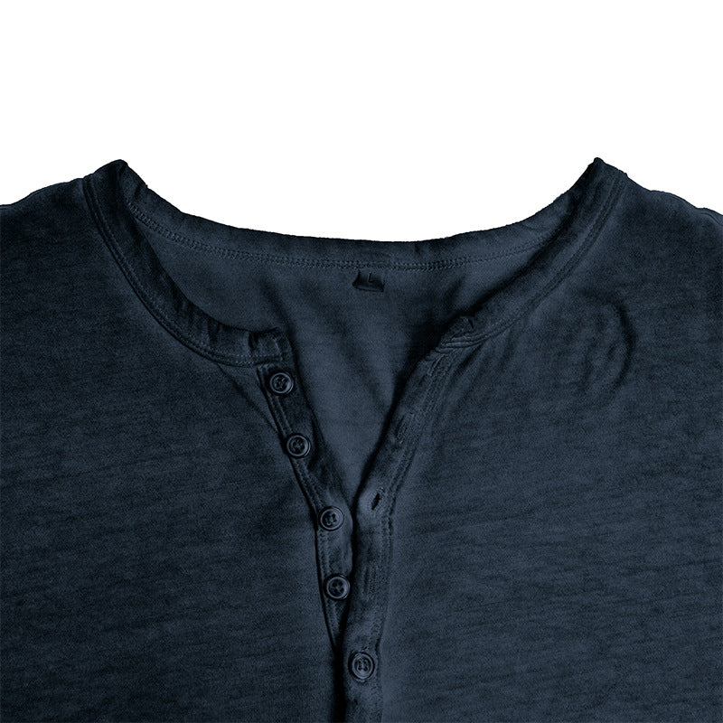 Herrer Langærmet Henley T-shirt med moderne krave og bæredygtigt stof Stilla