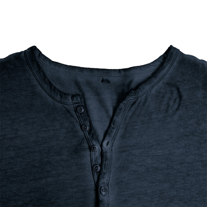 Herrer Langærmet Henley T-shirt med moderne krave og bæredygtigt stof Stilla
