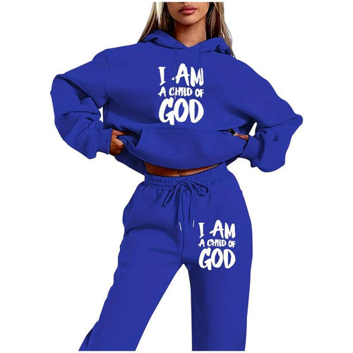 Kvinders hoodie sweatshirt med urban skrift og komfortable bukser Skovae