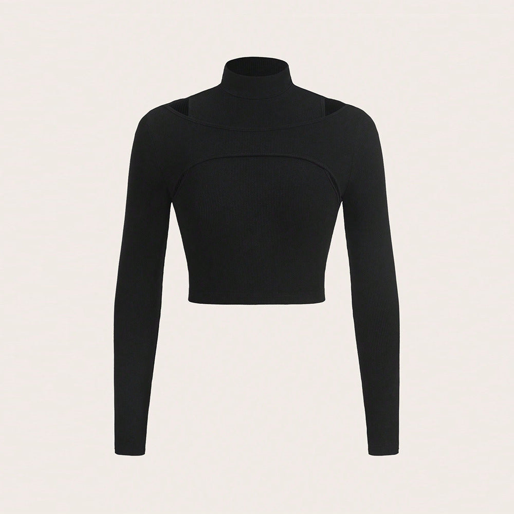 Dame crop top med høj hals design og sofistikeret udskæring Stilla