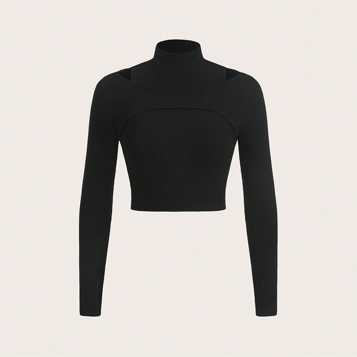 Dame crop top med høj hals design og sofistikeret udskæring Stilla