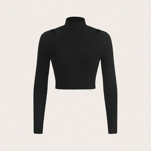 Dame crop top med høj hals design og sofistikeret udskæring Stilla