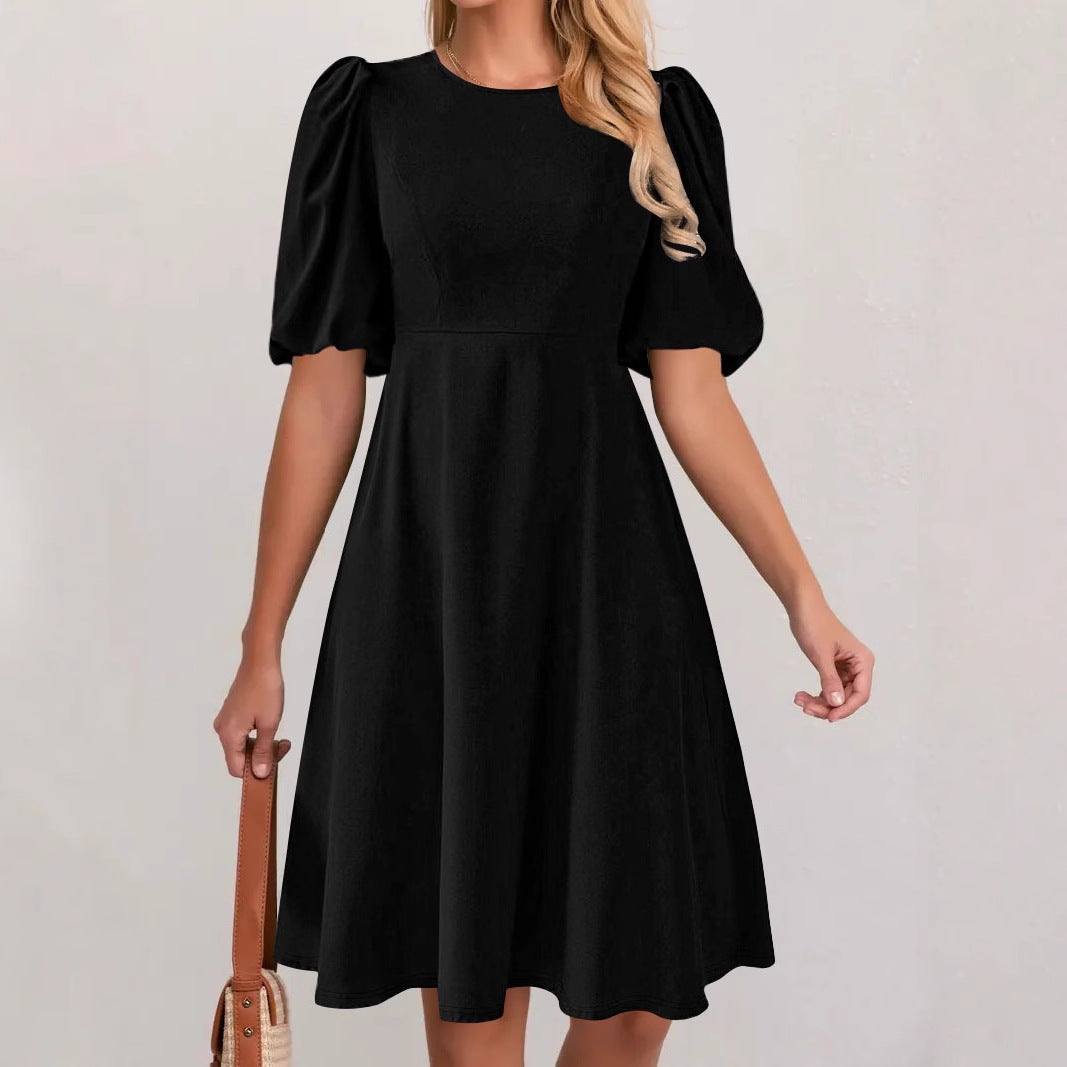 Dame Elegant Puffærmer A-linje Kjole Stilla