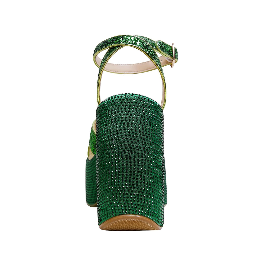Femme Strass-beklædte platform-wedge-sandaler Stilla