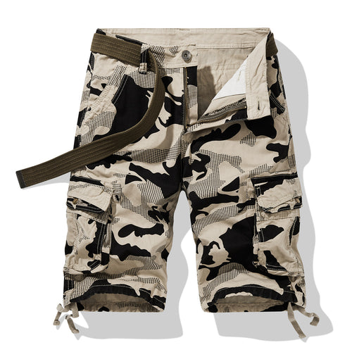 Herrer Camouflage Cargo-Shorts med funktionelle sidelommer og justerbar talje Stilla