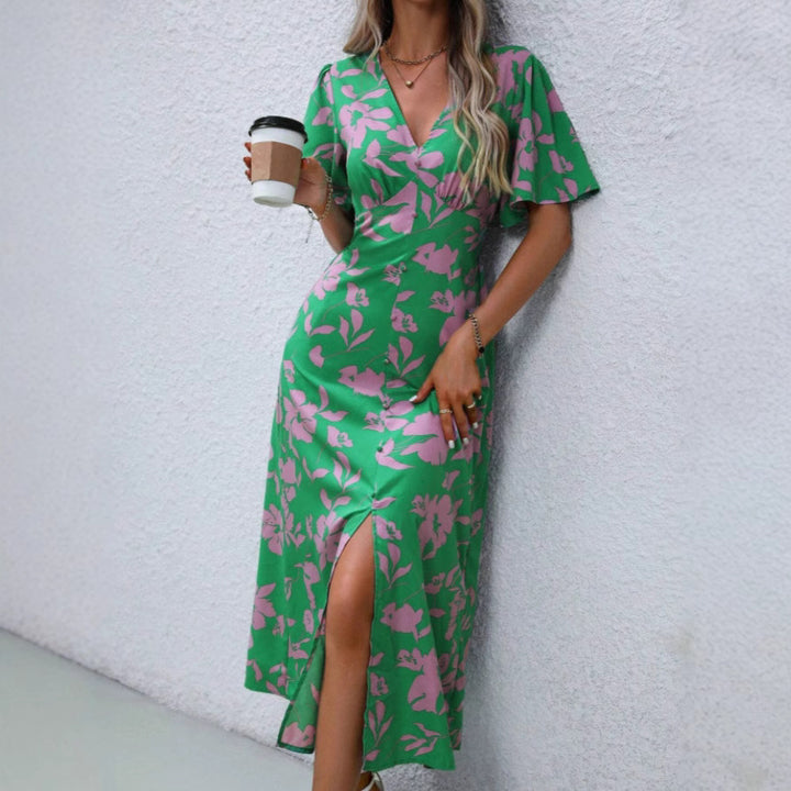 Dame Maxikjole med elegant blomstertryks Stilla