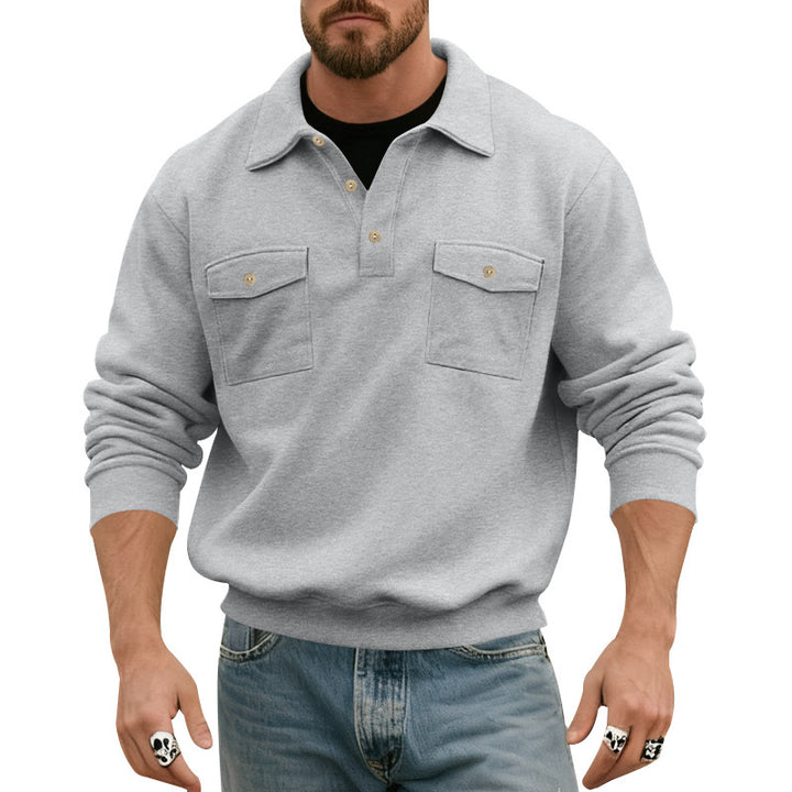 Herren nan Pullover med polokrave og påsatte brystlommer Skovae