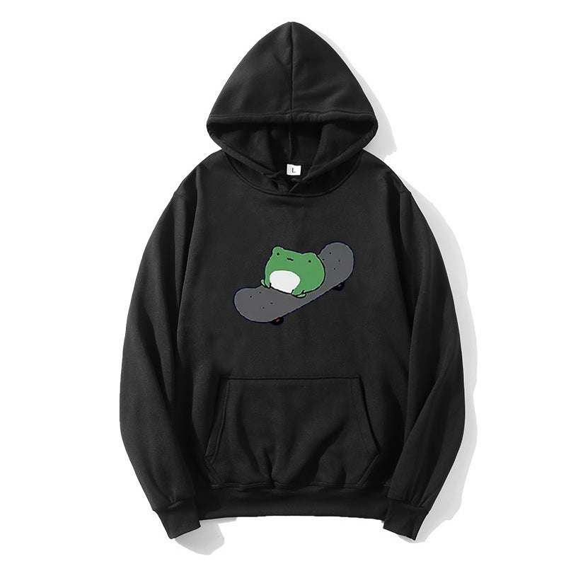 Kvinders hoodie med humoristisk frødesign Skovae
