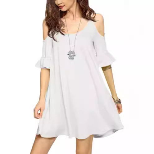 Dame Off-Shoulder Kjole med Ruffle Detaljer Stilla