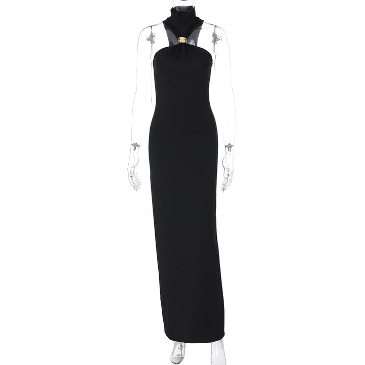 Dame Elegant Maxikjole med asymmetrisk halterdesign og tætsiddende snit Stilla