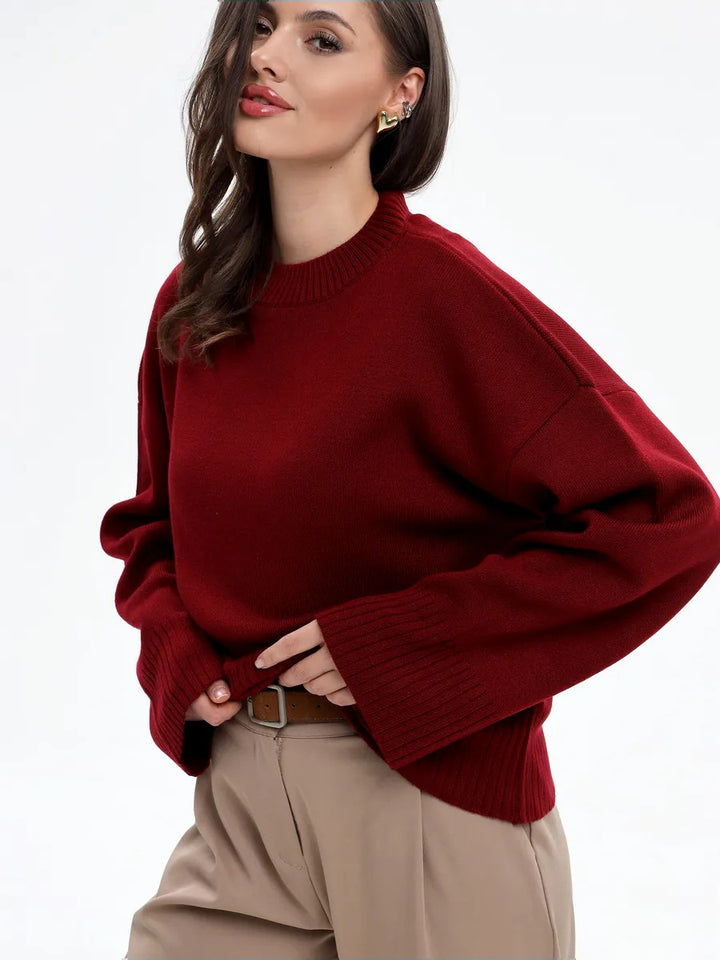 Kvinders afslappede oversized sweater med forkortede ærmer og tekstureret strikkemønster Stilla