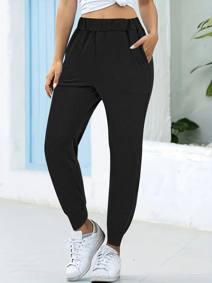 Dame Fritids Afslappet Fit Joggingbukser med Lommer Stilla