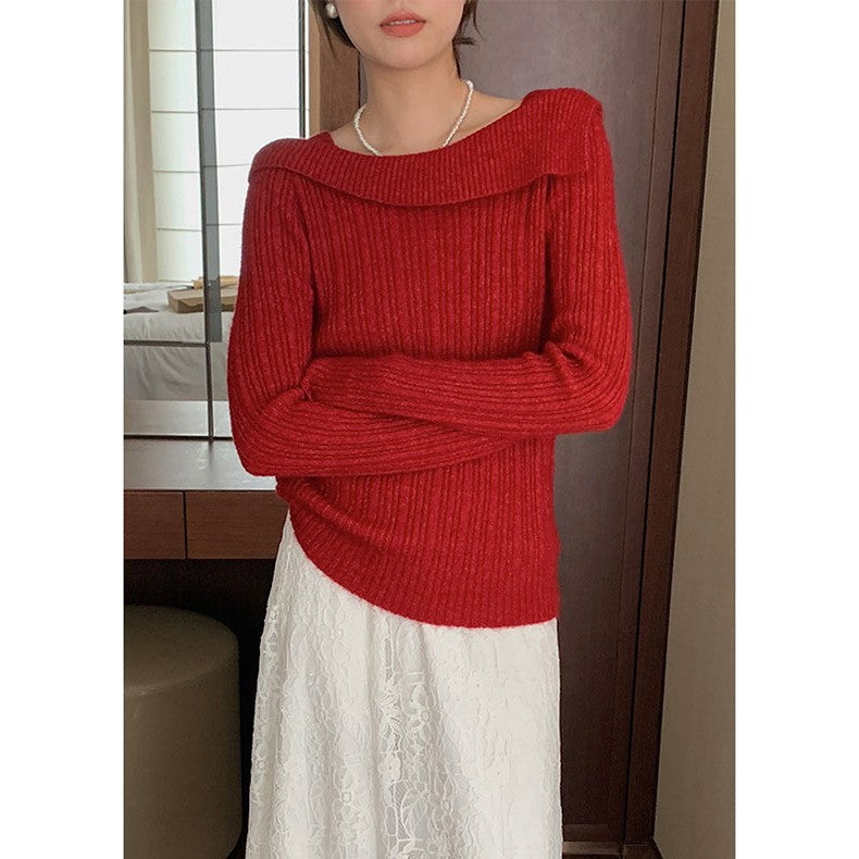 Damer Off-Shoulder Strikpullover med fashionable snit Stilla