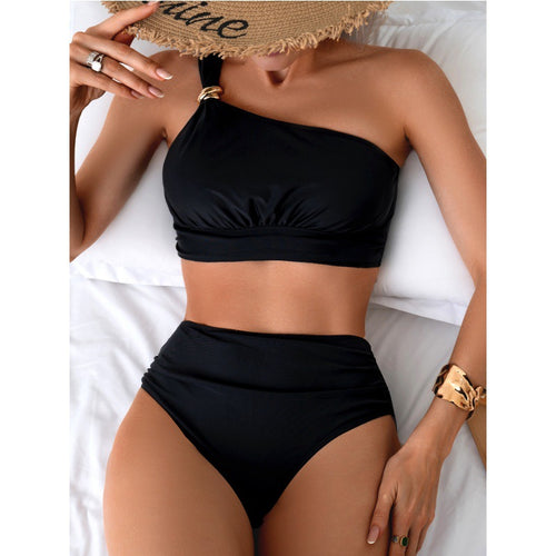 Dame bikinisæt med asymmetrisk overdel og elegant ringdetalje Stilla