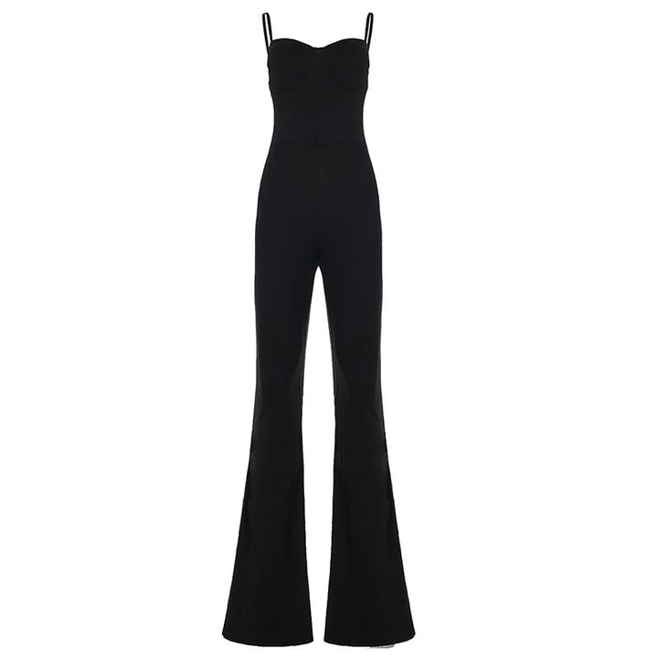 Dame Figurtil Passer Jumpsuit med raffinerede stropper og bred ben Skovae