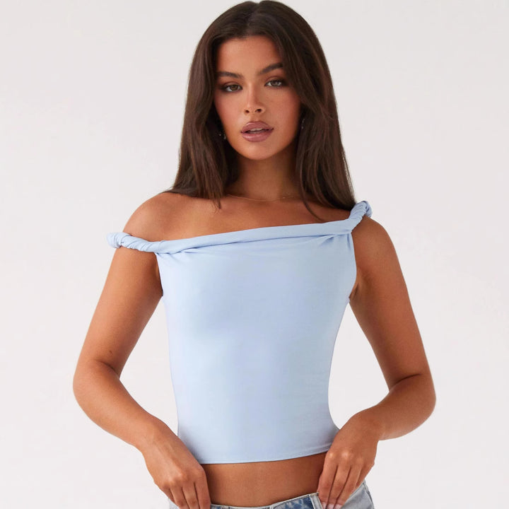 Dame Off-Shoulder Crop-Top med modefremhævende elementer Skovae