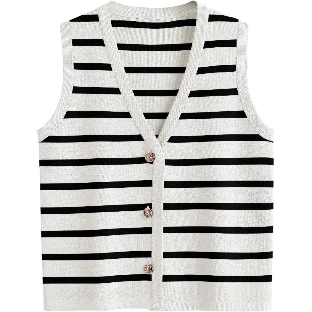 Dame strik cardigan med V-hals og knapper Stilla