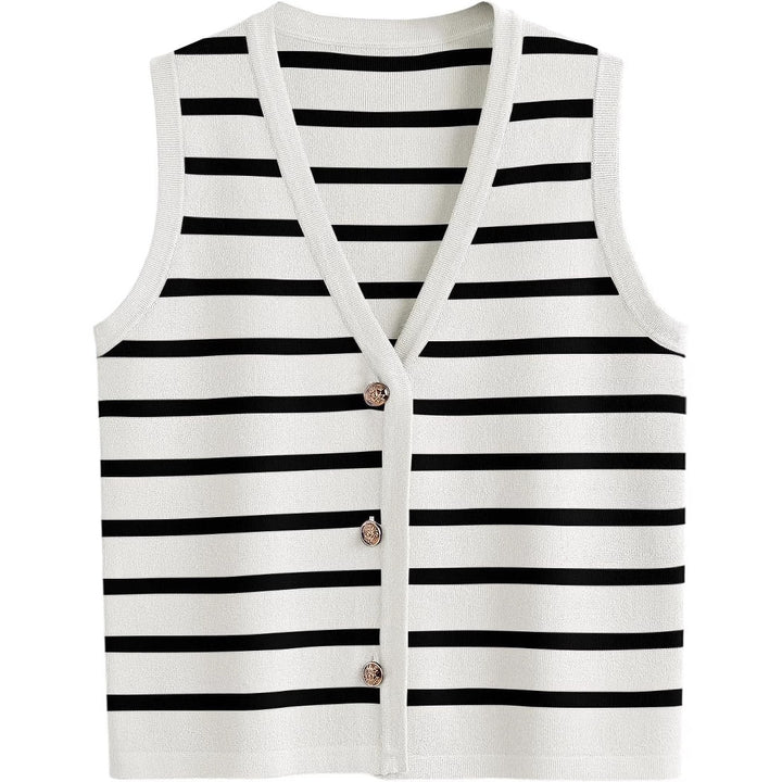 Dame strik cardigan med V-hals og knapper Stilla