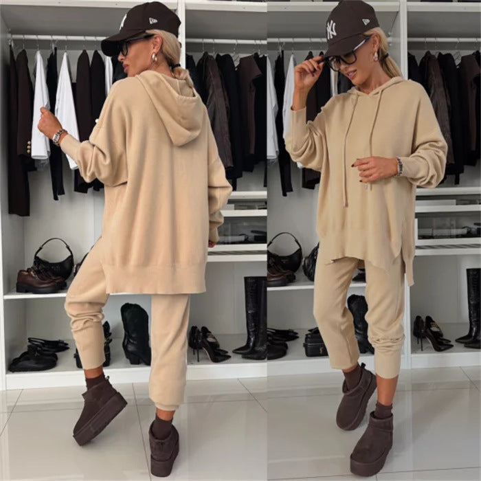 Kvinders sporty loungewear sæt med hættejakke og løs pasform Skovae