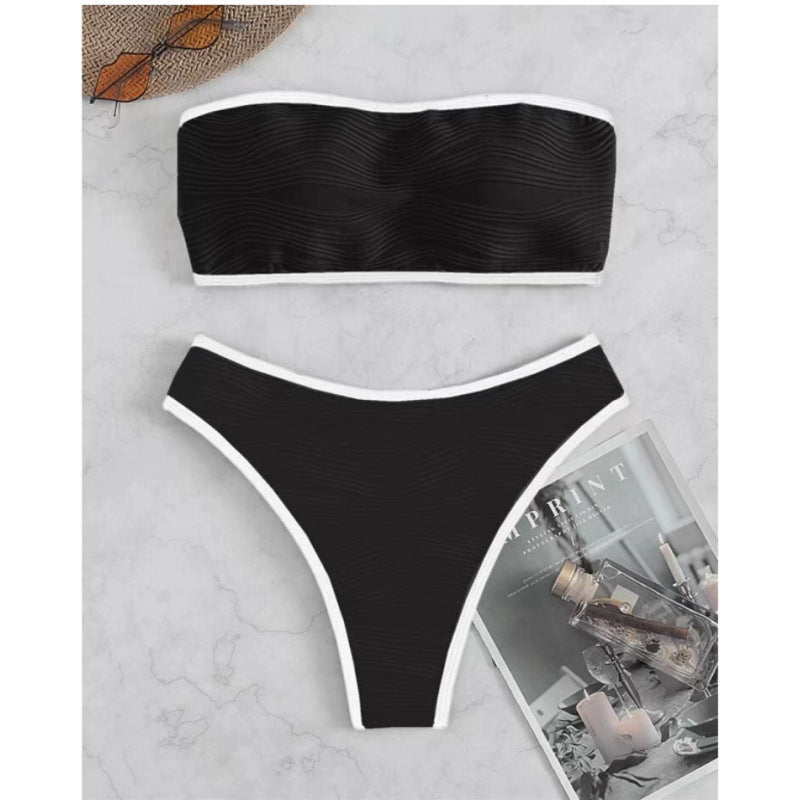 Dame bandeau-bikini-sæt med raffineret strukturdesign Stilla