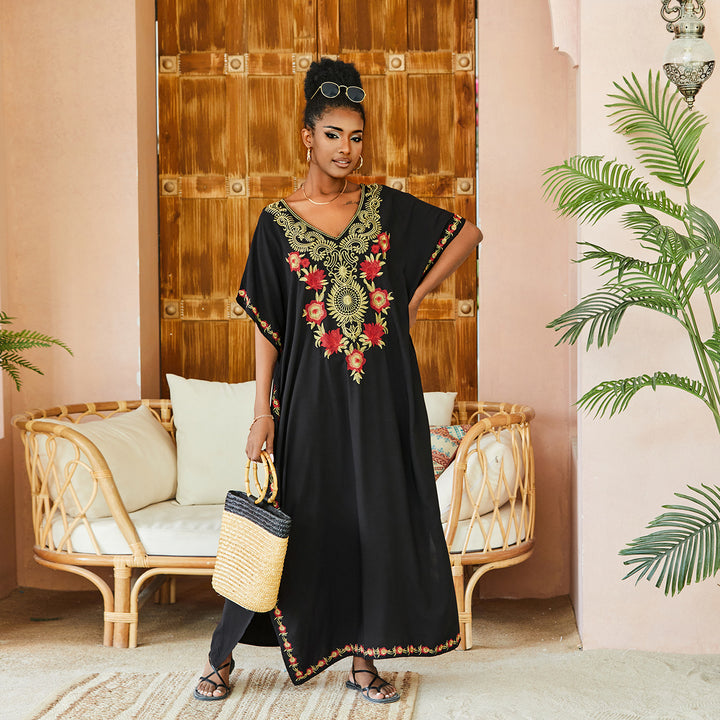 Dame tunika-kjole med kunstneriske broderier Stilla