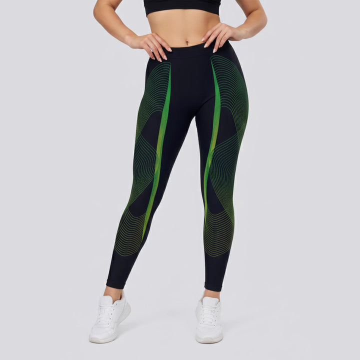 Dame sportleggings med stilfuldt grafisk design Skovae