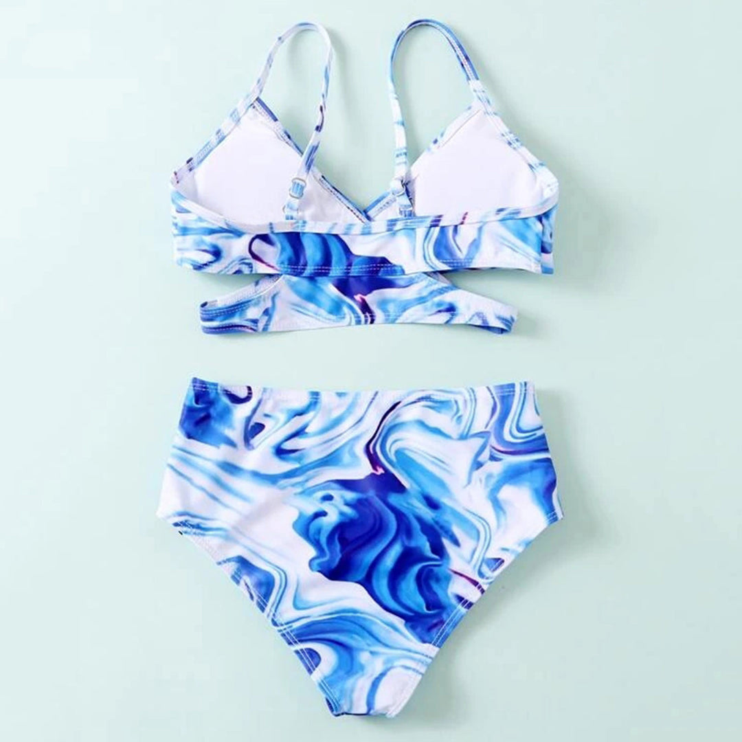 Dame Tankini-sæt med elegant indpakningsoberdel og højskårne shorts Stilla