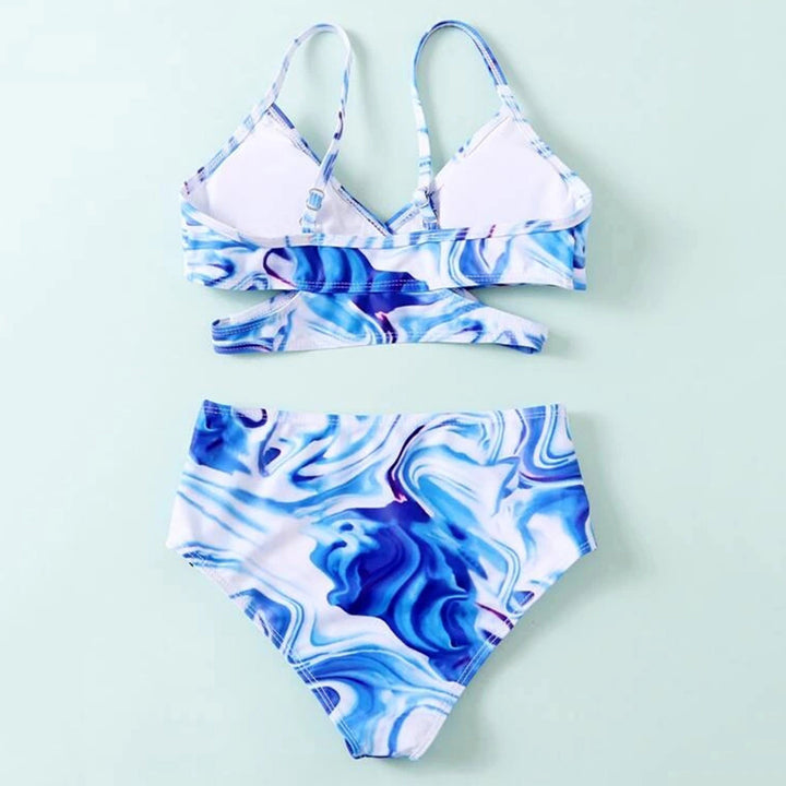 Dame Tankini-sæt med elegant indpakningsoberdel og højskårne shorts Stilla