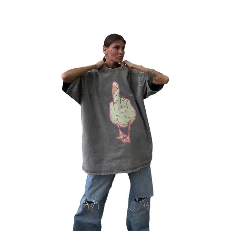 Dame Oversized T-Shirt med provokerende motiv Stilla