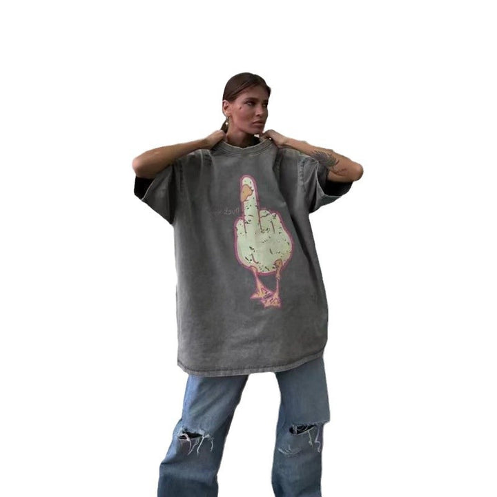 Dame Oversized T-Shirt med provokerende motiv Stilla