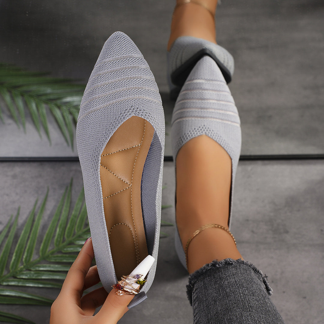 Dame stribede strik spidse sko Flats Stilla