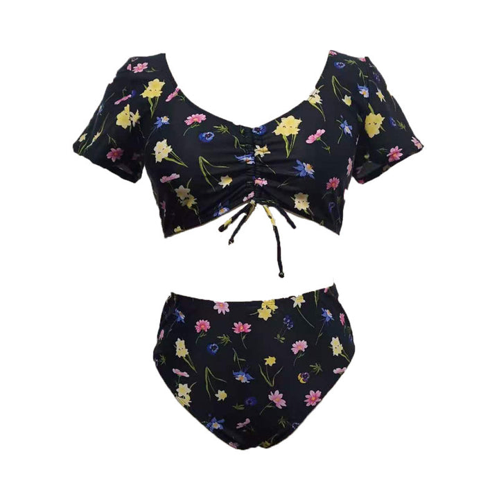 Dame bikini-sæt med blomster frills og høj talje slip Skovae