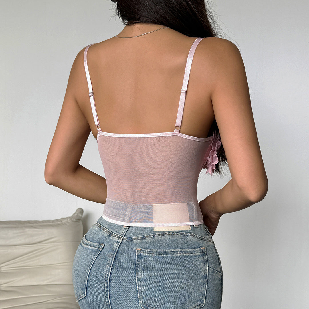 Dame Elegant Korse med florale spidsapplikationer Stilla