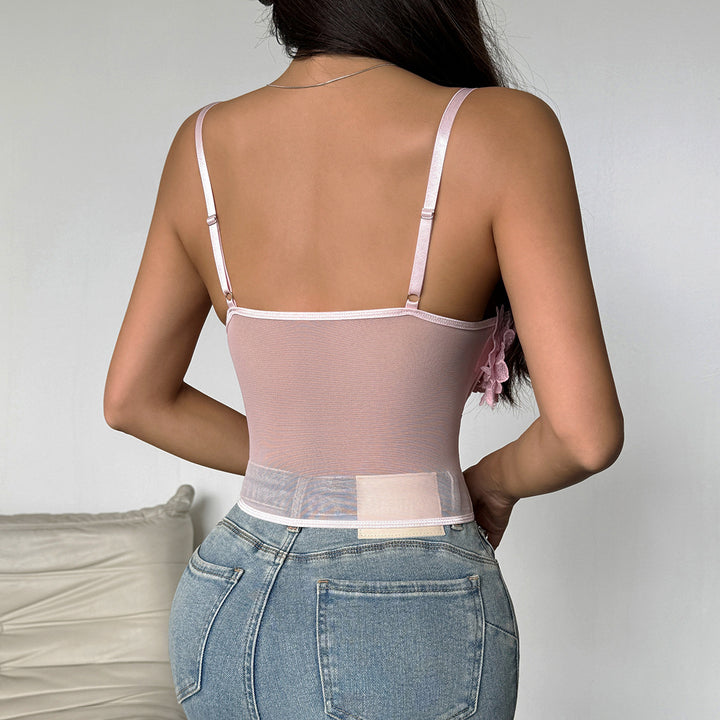 Dame Elegant Korse med florale spidsapplikationer Stilla
