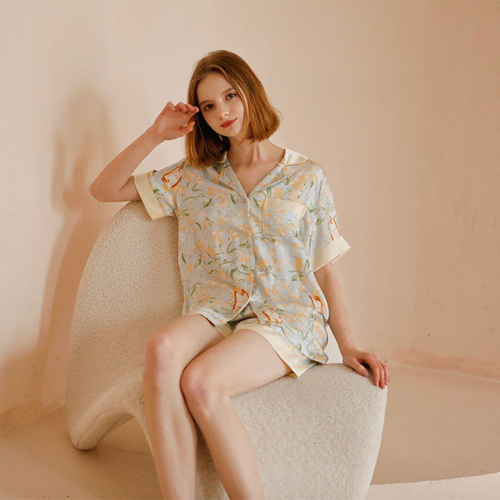 Dame Pyjama-sæt med blomsterdesign og komfortabel pasform Stilla