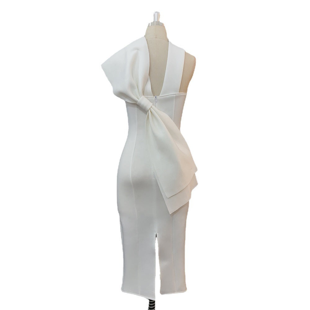Dame Elegant skjortekjole med asymmetrisk design og svævende detalje Skovae