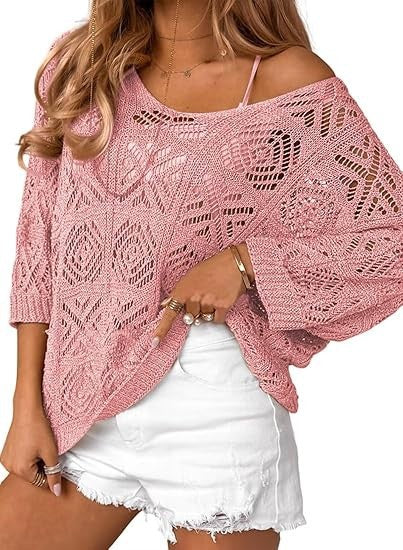 Dame strikpullover med åbent skulderdesign Stilla