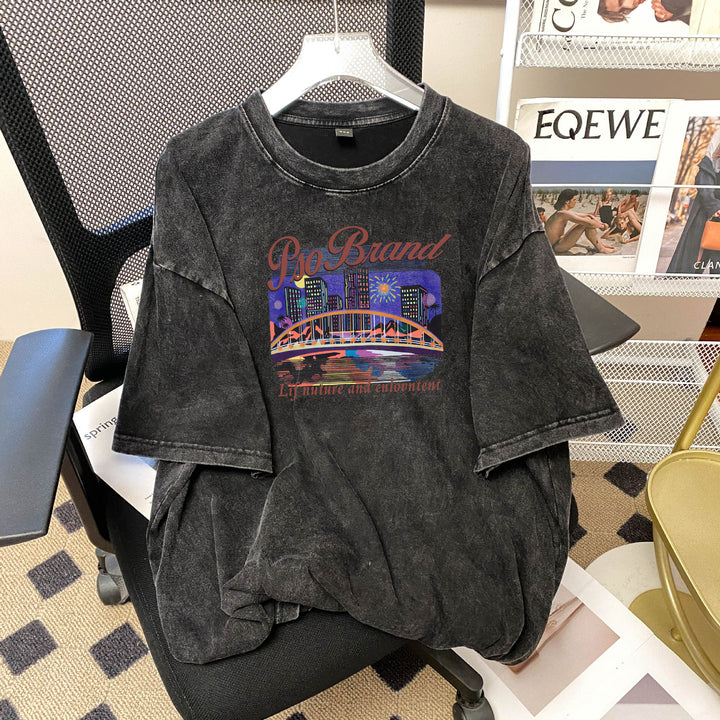 Dame Oversized T-shirt med vintage-inspireret grafikdesign Stilla