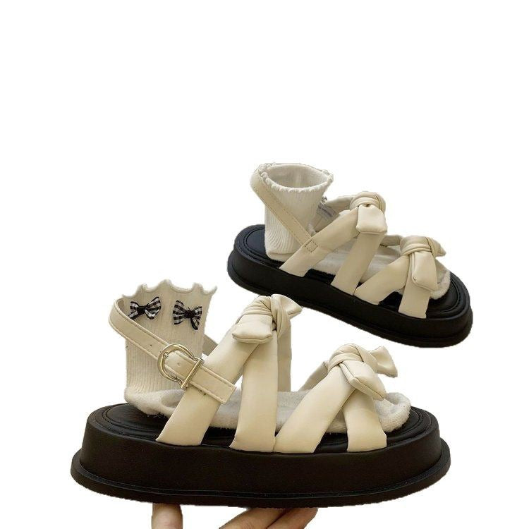 Dame Sandaler med unikt knudedesign og komfortabel plateau sål Stilla