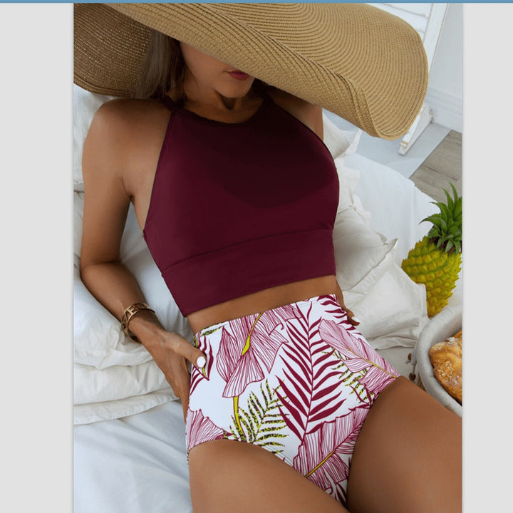 Dame Sporty bikini med højt skåret trusse og moderigtigt crop-top Stilla
