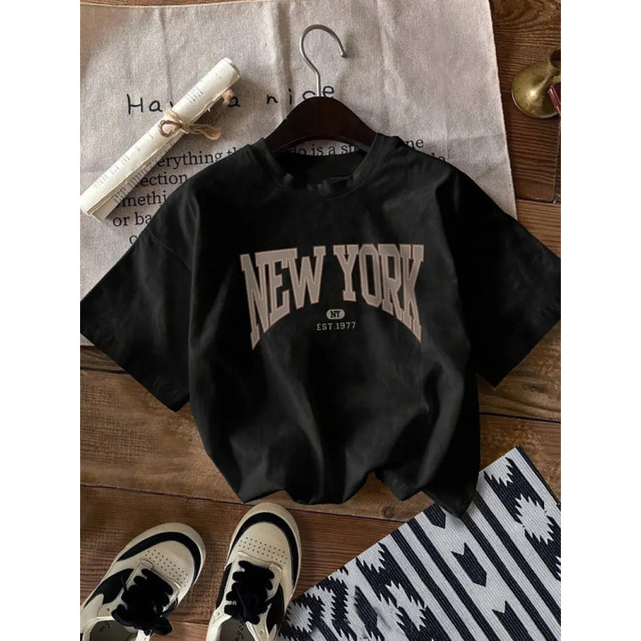 Dame T-shirt med vintage Los Angeles grafikdesign Stilla
