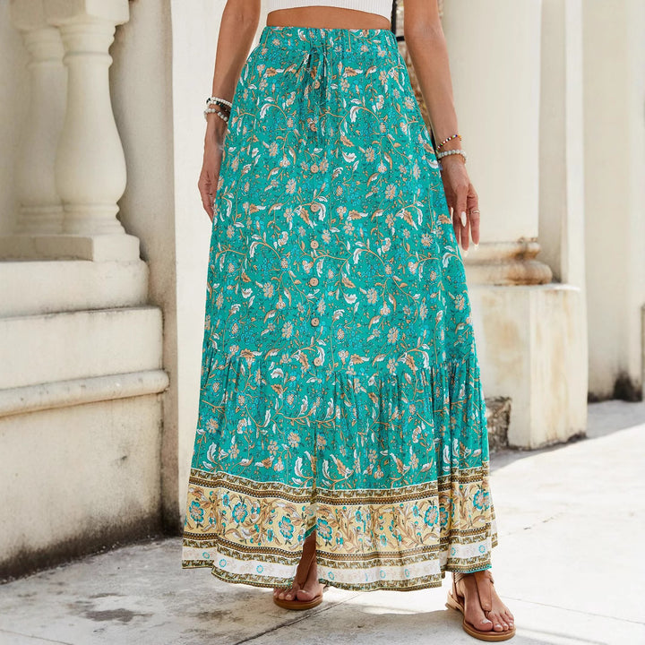 Damer Bohemian Blomstret Print Maxi Nederdel Stilla