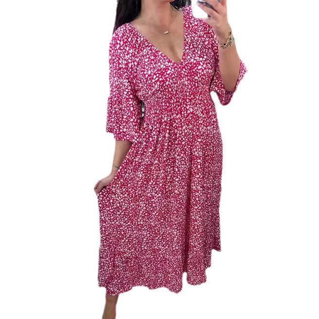 Stilla | Ferie-Kjole Plus Size Fairy V Hals Blomsterkjole