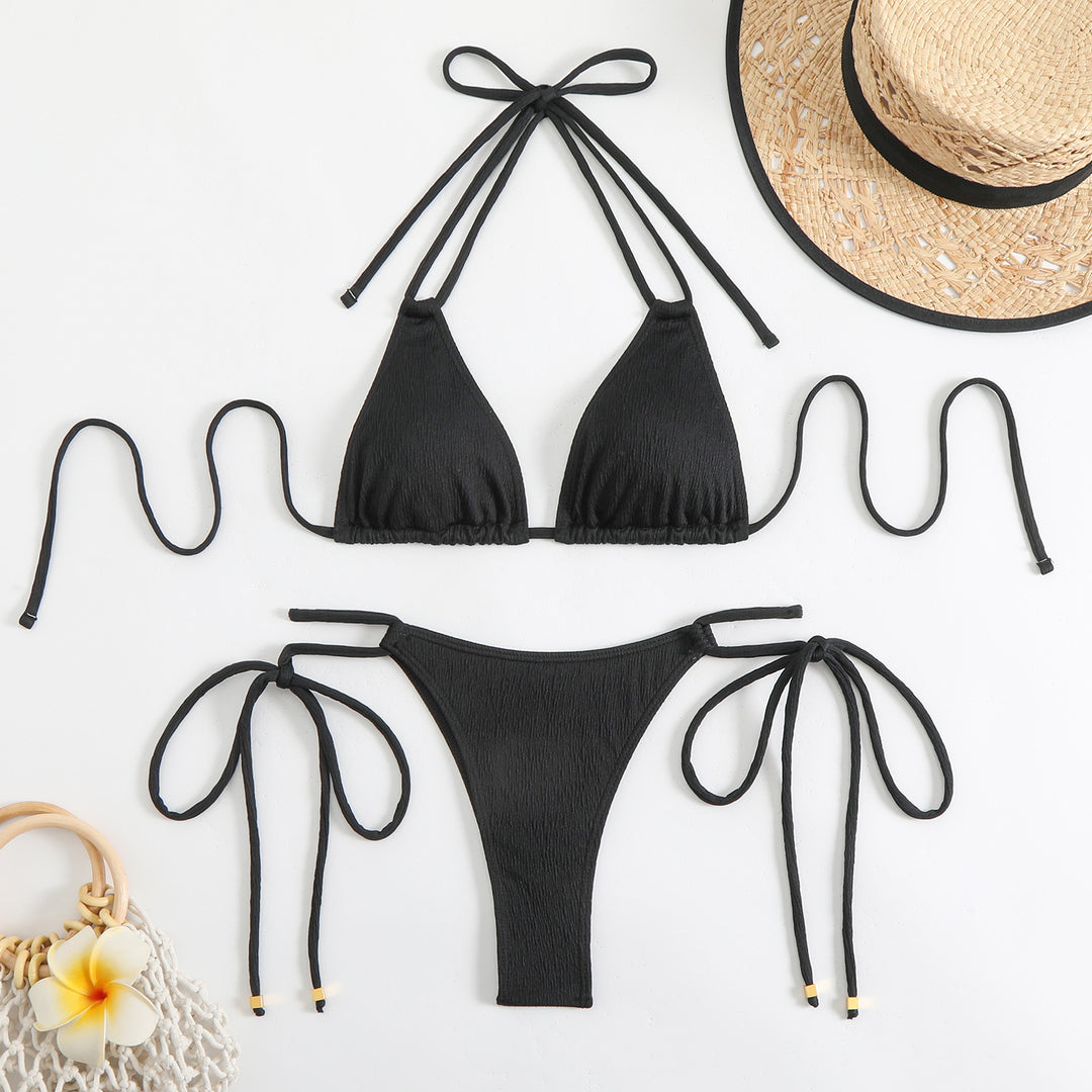 Dame Triangel-Bikini-Sæt med raffinerede bindebånd og moderne teksturer Stilla