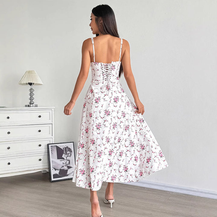 Dame sommerkjole med blomster mønster Skovae
