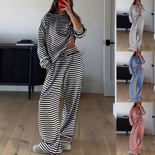 Kvinders stilfulde stribede leisure sæt Stilla