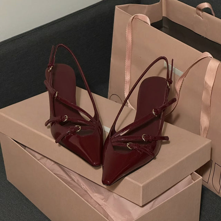 Dame spids slingback-hæle med båndformet design Stilla