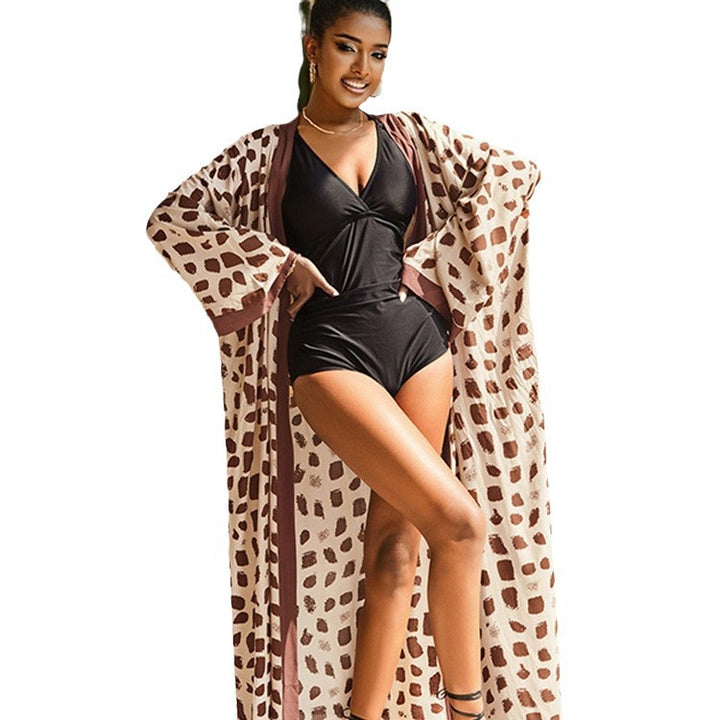Dame elegant wrap kimono med grafisk mønster og rummelig pasform Stilla