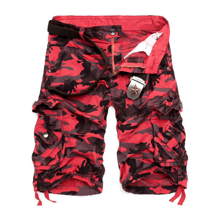 Herrer Camo Cargo-shorts med flere lommer og justerbar talje Stilla